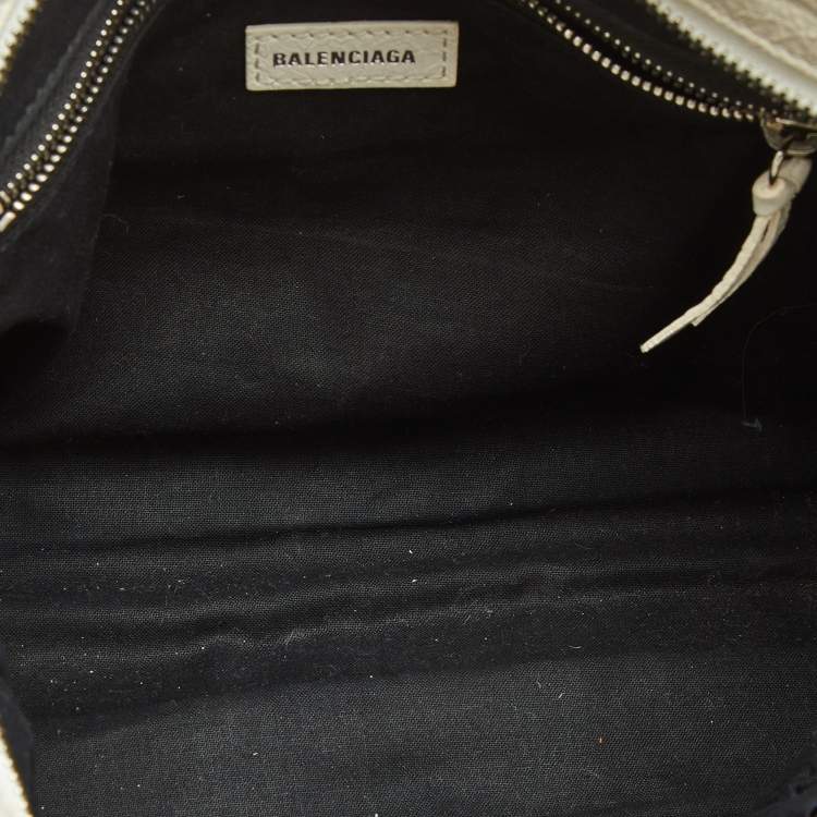 Pre Owned Balenciaga White/Black Graffiti Leather Small Classic City Bag