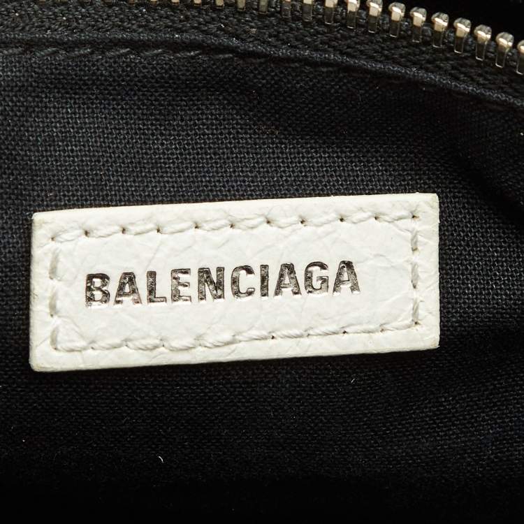 Pre Owned Balenciaga White/Black Graffiti Leather Small Classic City Bag