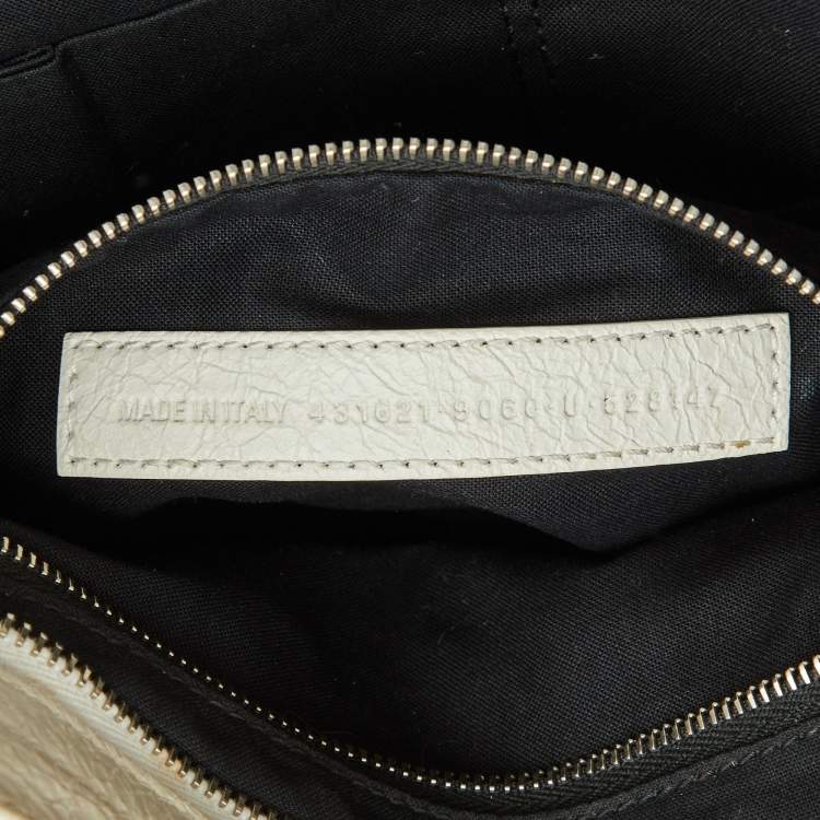 Pre Owned Balenciaga White/Black Graffiti Leather Small Classic City Bag