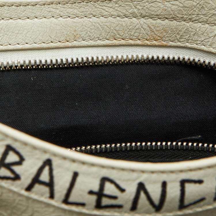 Pre Owned Balenciaga White/Black Graffiti Leather Small Classic City Bag
