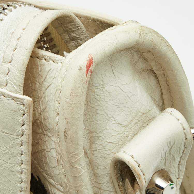 Pre Owned Balenciaga White/Black Graffiti Leather Small Classic City Bag
