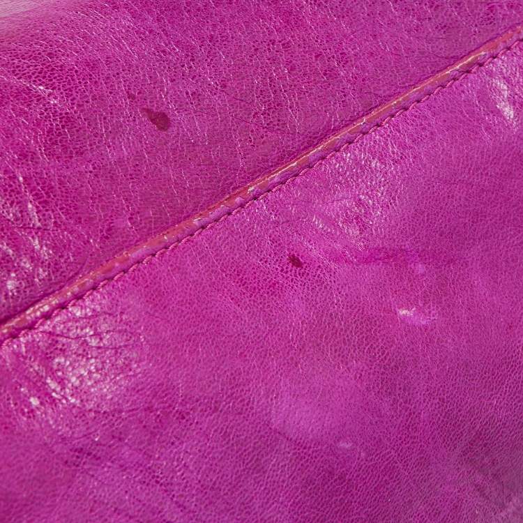 Pre Owned Balenciaga Purple Leather Motorcycle City Bag