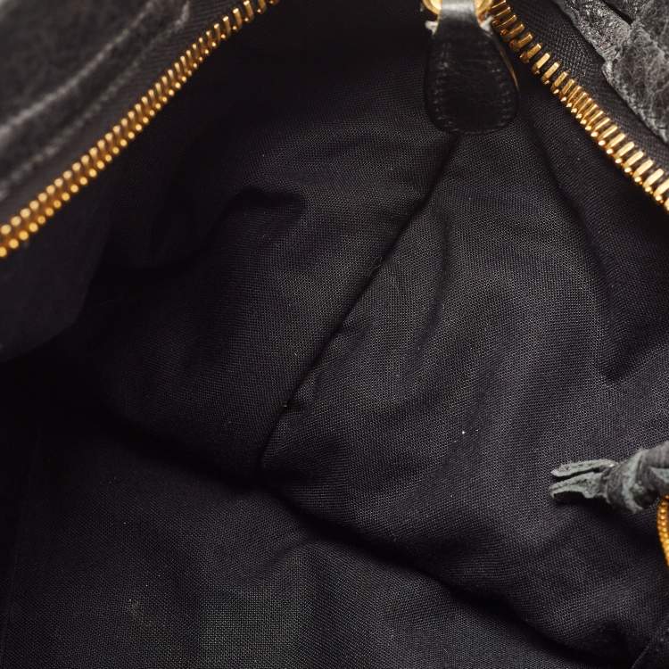 Pre Owned Balenciaga Black Leather GSH City Tote