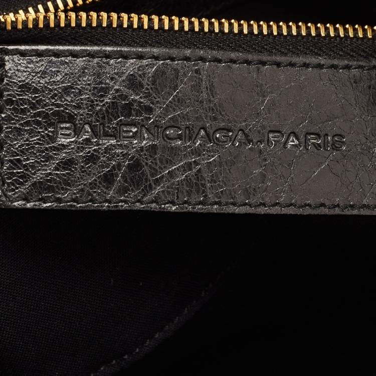 Pre Owned Balenciaga Black Leather GSH City Tote