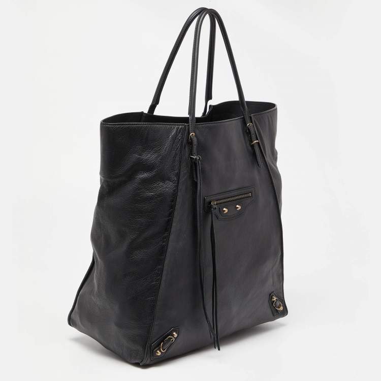 Pre Owned Balanciaga Black Leather Papier A5 Tote