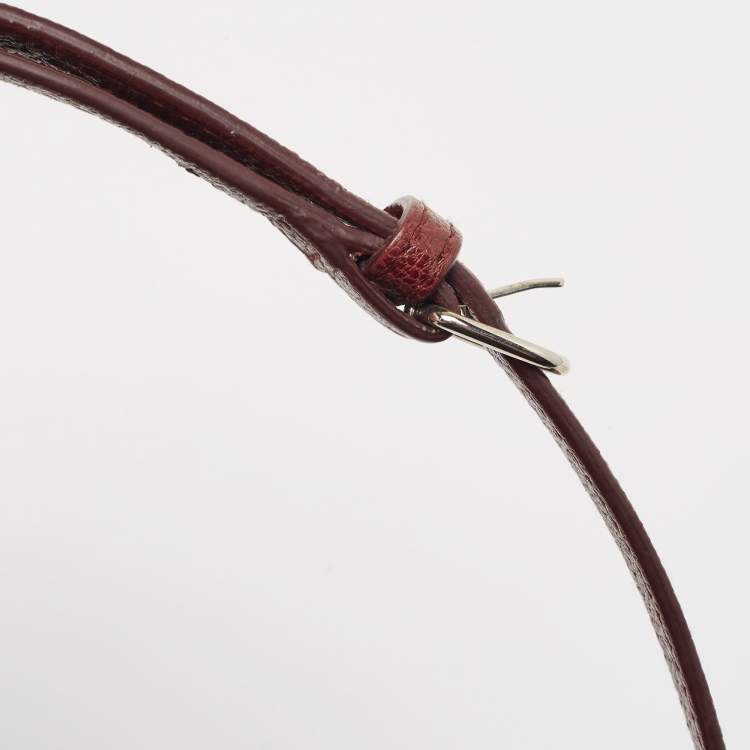 Pre Owned Balenciaga Burgundy Leather and Ostrich Le Dix Cartable Top Handle Bag