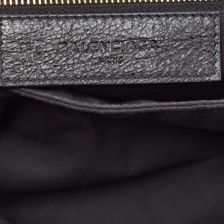 Pre Owned Balenciaga Black Leather Giant 12 Gold Hardware Envelope Strap Clutch