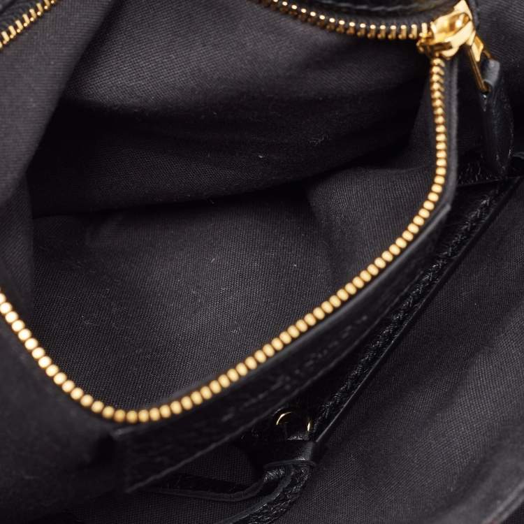 Pre Owned Balenciaga Black Leather Giant 12 Gold Hardware Envelope Strap Clutch