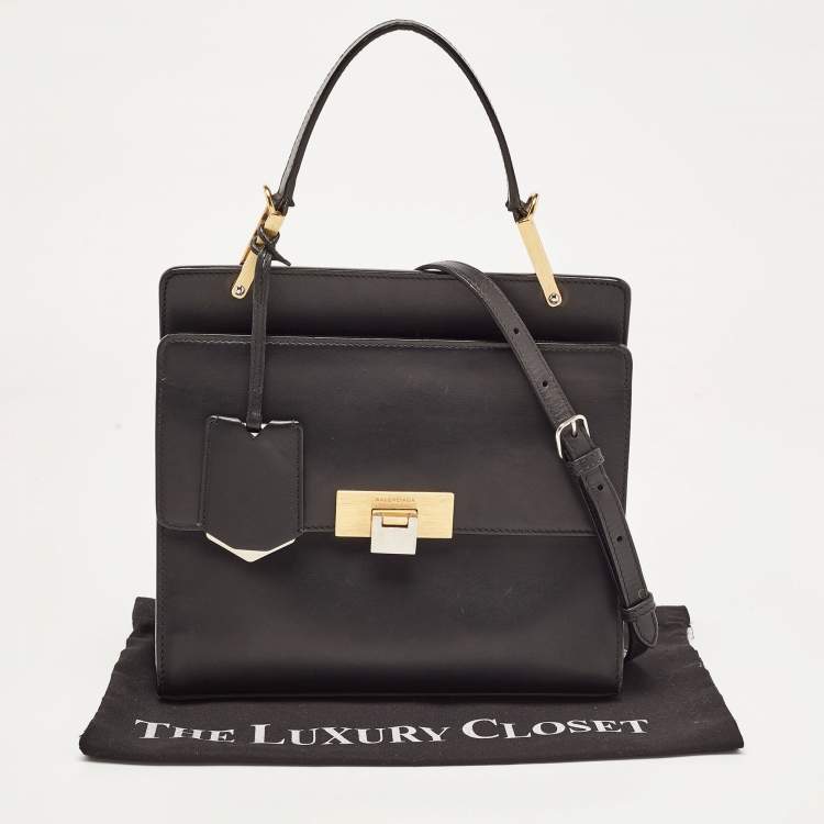 Pre Owned Balenciaga Black Leather Le Dix Cartable Top Handle Bag