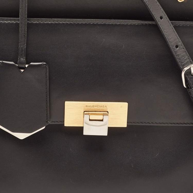 Pre Owned Balenciaga Black Leather Le Dix Cartable Top Handle Bag