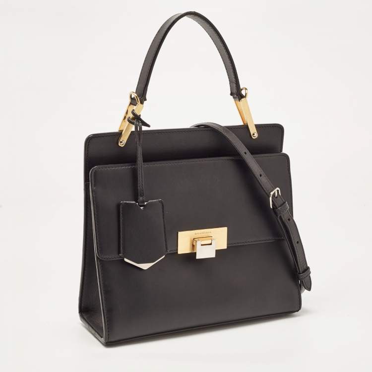 Pre Owned Balenciaga Black Leather Le Dix Cartable Top Handle Bag