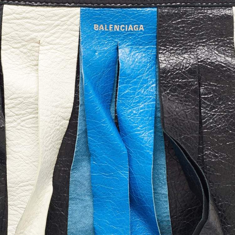Pre Owned Balenciaga Tricolor Leather Bazar Fringe Clutch
