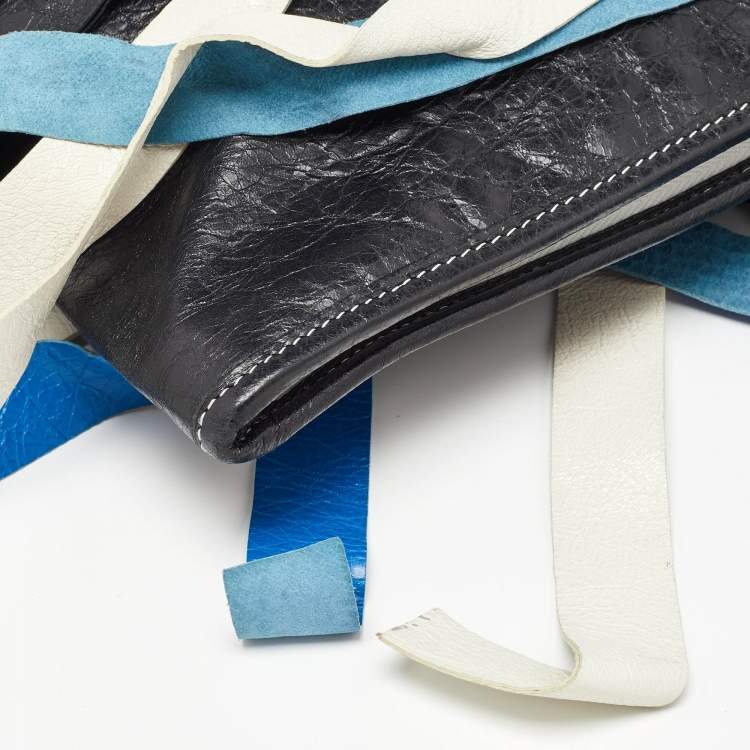 Pre Owned Balenciaga Tricolor Leather Bazar Fringe Clutch