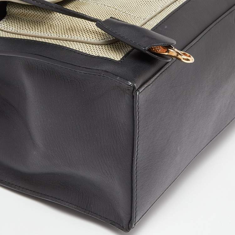 Pre Owned Balenciaga Black/Green Karung and Leather Padlock All Afternoon Tote