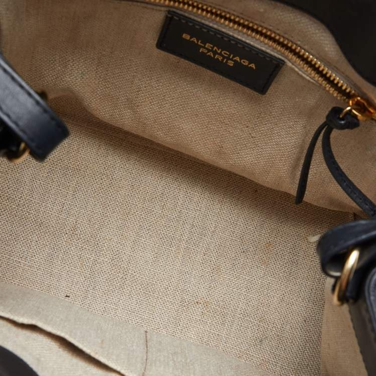 Pre Owned Balenciaga Black/Green Karung and Leather Padlock All Afternoon Tote