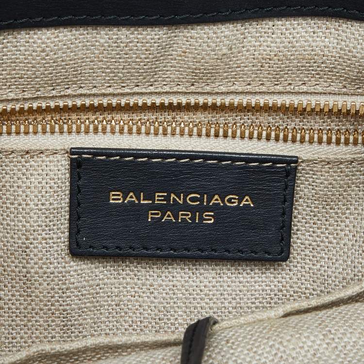 Pre Owned Balenciaga Black/Green Karung and Leather Padlock All Afternoon Tote