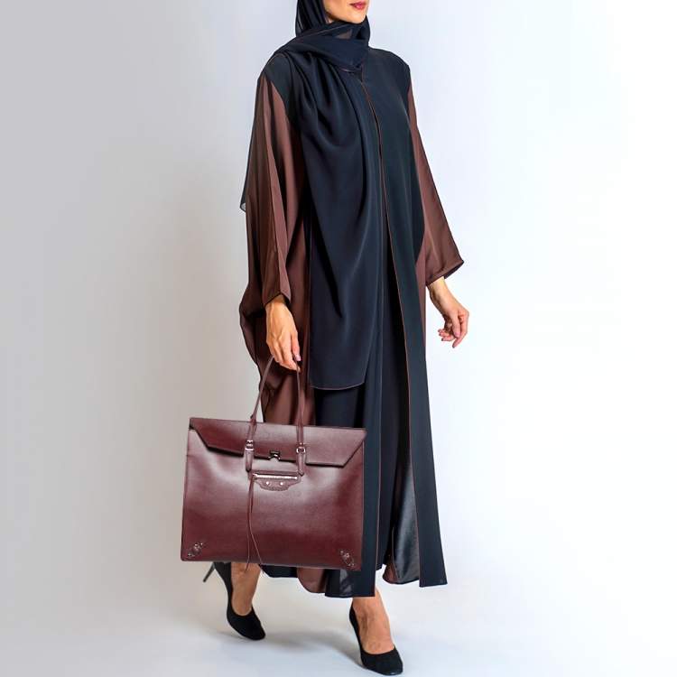 مملوكة مسبقًا Balenciaga Burgundy Leather Papier Flap Tote