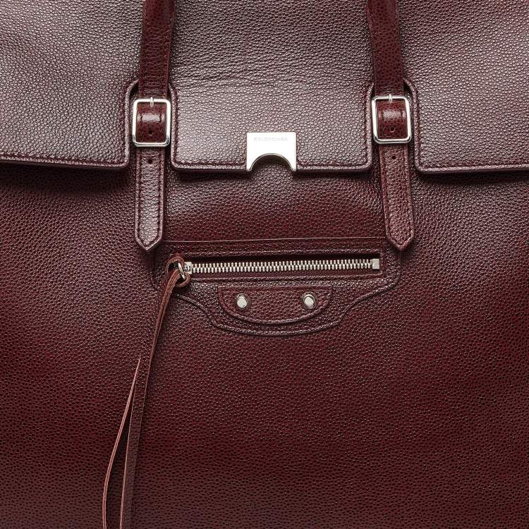 مملوكة مسبقًا Balenciaga Burgundy Leather Papier Flap Tote