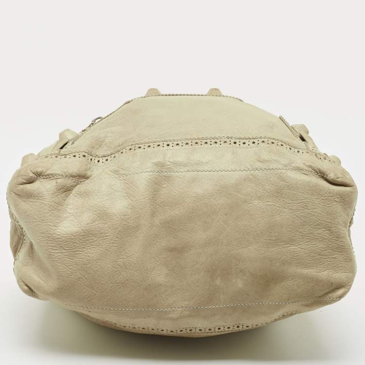 Pre Owned Balenciaga Light Green Leather Giant Covered Brogues Day Hobo