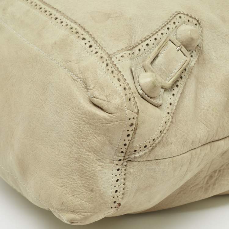 Pre Owned Balenciaga Light Green Leather Giant Covered Brogues Day Hobo