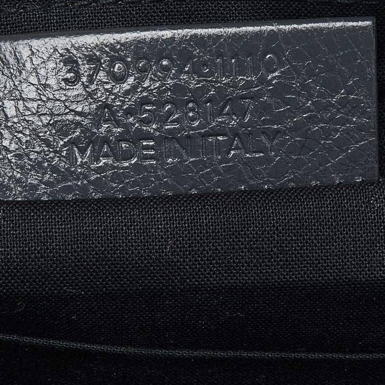 Pre Owned Balenciaga Grey Leather Classic Hardware Zip Pouch