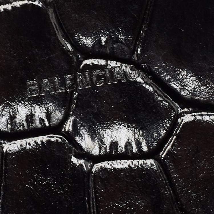 Pre Owned Balenciaga Black Croc Embossed Leather Mini Neo Classic Bag