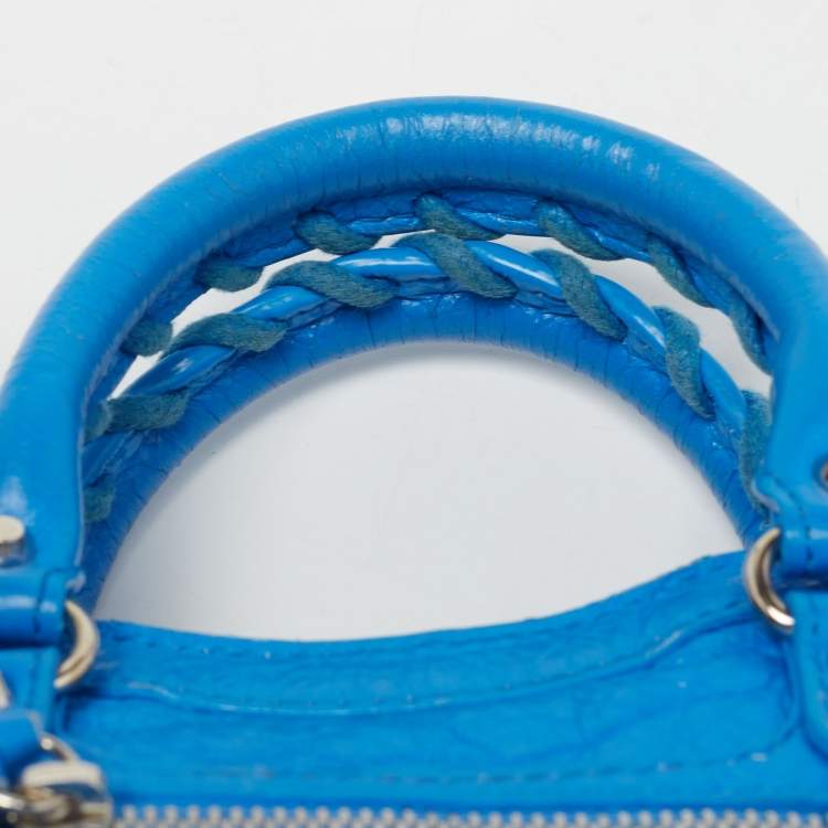 Pre Owned Balenciaga Blue Leather Nano Classic City Tote