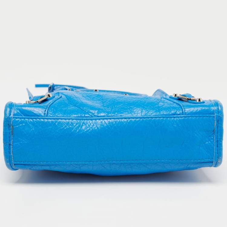 Pre Owned Balenciaga Blue Leather Nano Classic City Tote