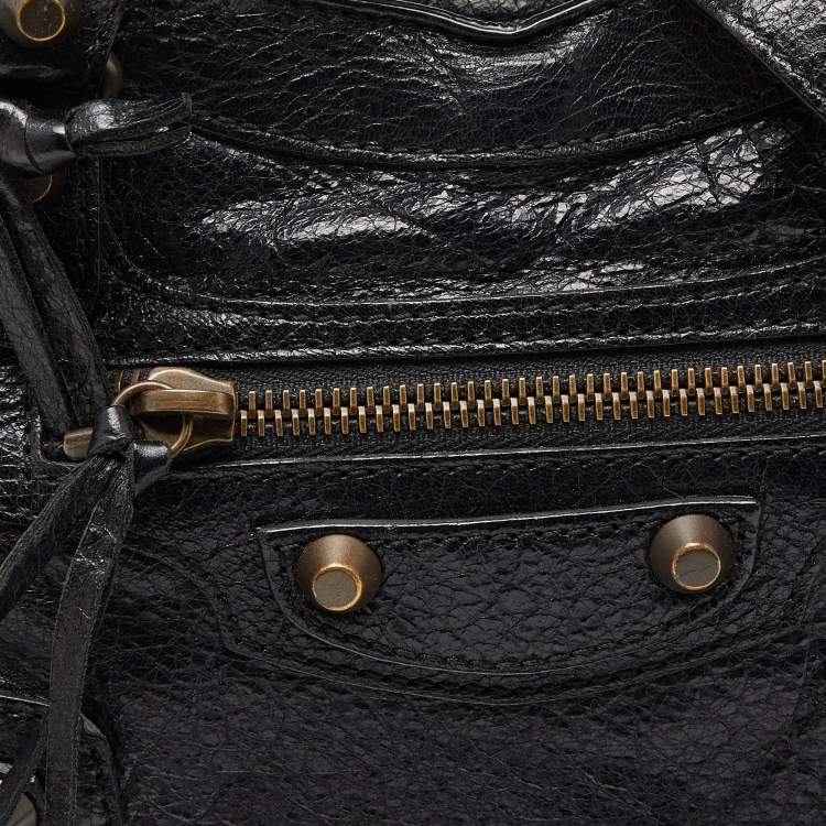 Pre Owned Balenciaga Black Leather Mini City Bag