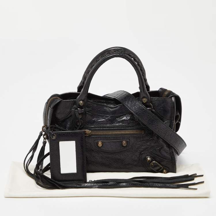 Pre Owned Balenciaga Black Leather Mini City Bag