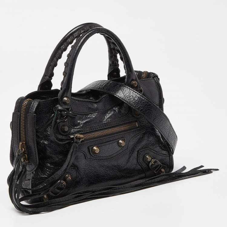 Pre Owned Balenciaga Black Leather Mini City Bag