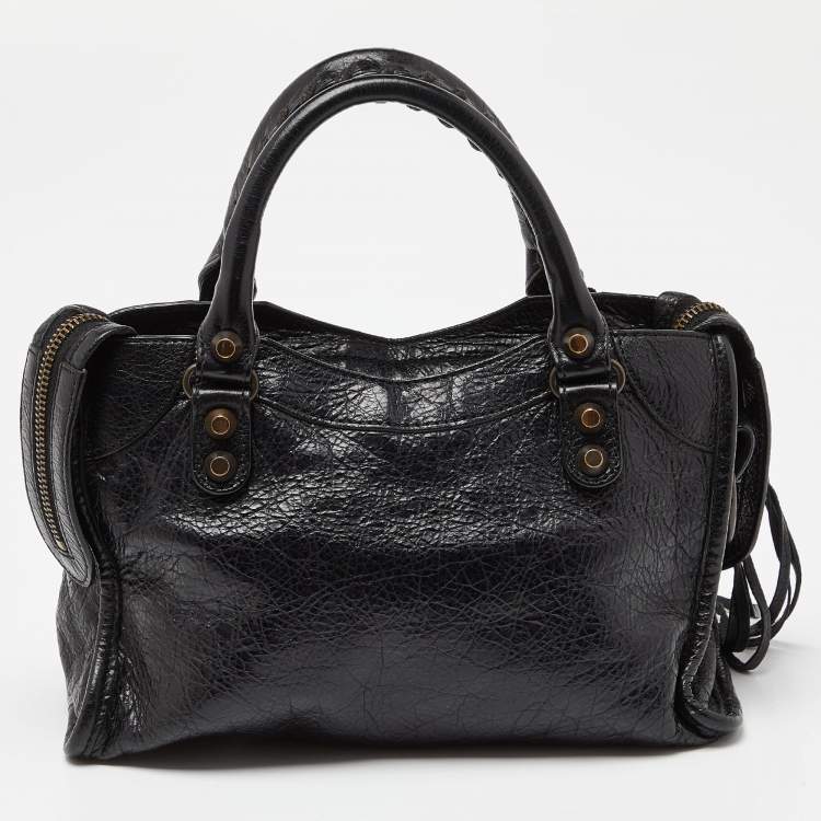 Pre Owned Balenciaga Black Leather Mini City Bag