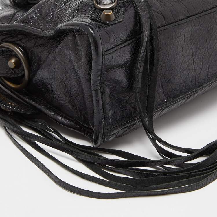 Pre Owned Balenciaga Black Leather Mini City Bag