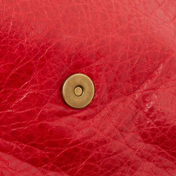 Pre Owned Balenciaga Coquelicot Leather Classic RH Envelope Clutch