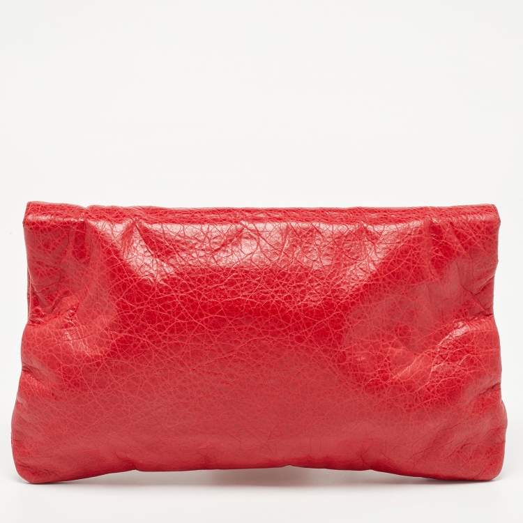 Pre Owned Balenciaga Coquelicot Leather Classic RH Envelope Clutch