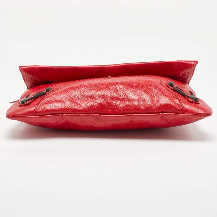 Pre Owned Balenciaga Coquelicot Leather Classic RH Envelope Clutch