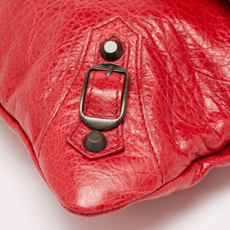 Pre Owned Balenciaga Coquelicot Leather Classic RH Envelope Clutch