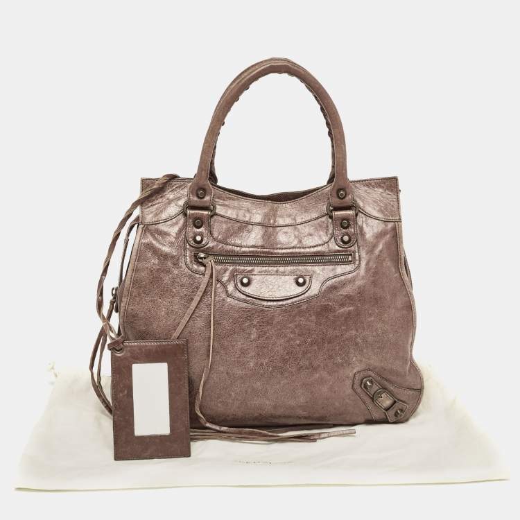 Pre Owned Balenciaga Dark Brown Leather Mid Afternoon Tote