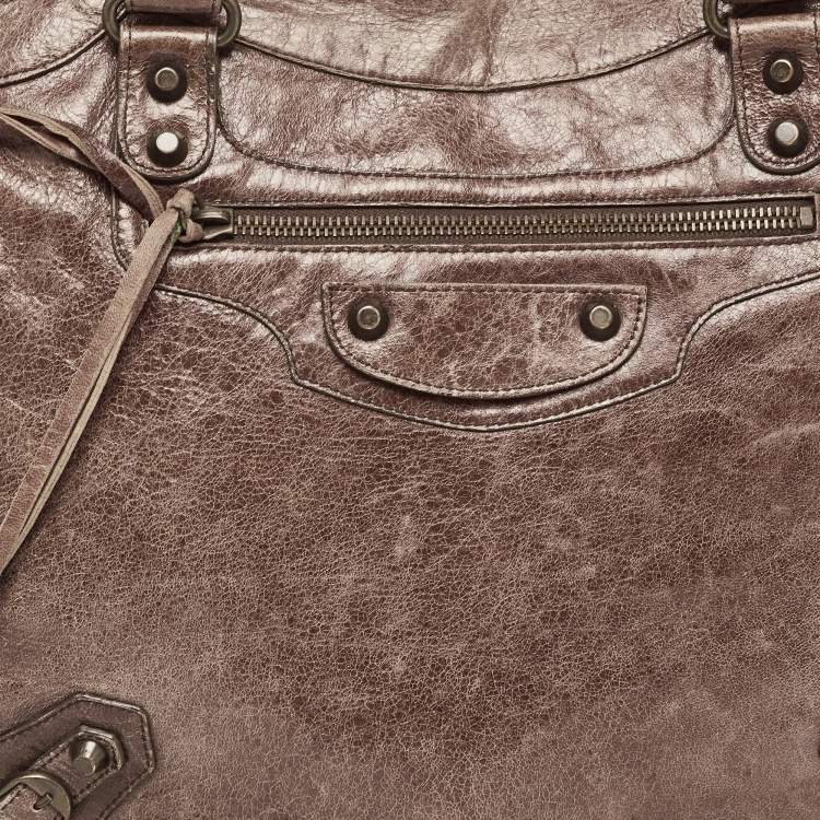 Pre Owned Balenciaga Dark Brown Leather Mid Afternoon Tote