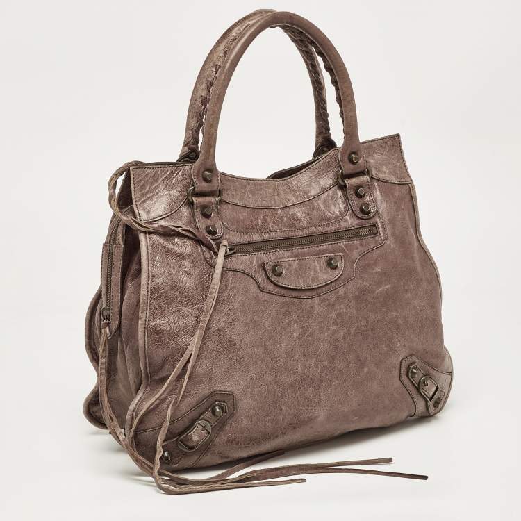 Pre Owned Balenciaga Dark Brown Leather Mid Afternoon Tote