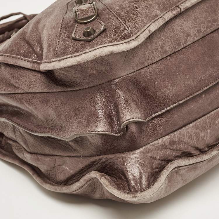 Pre Owned Balenciaga Dark Brown Leather Mid Afternoon Tote