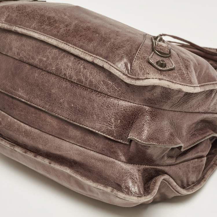 Pre Owned Balenciaga Dark Brown Leather Mid Afternoon Tote