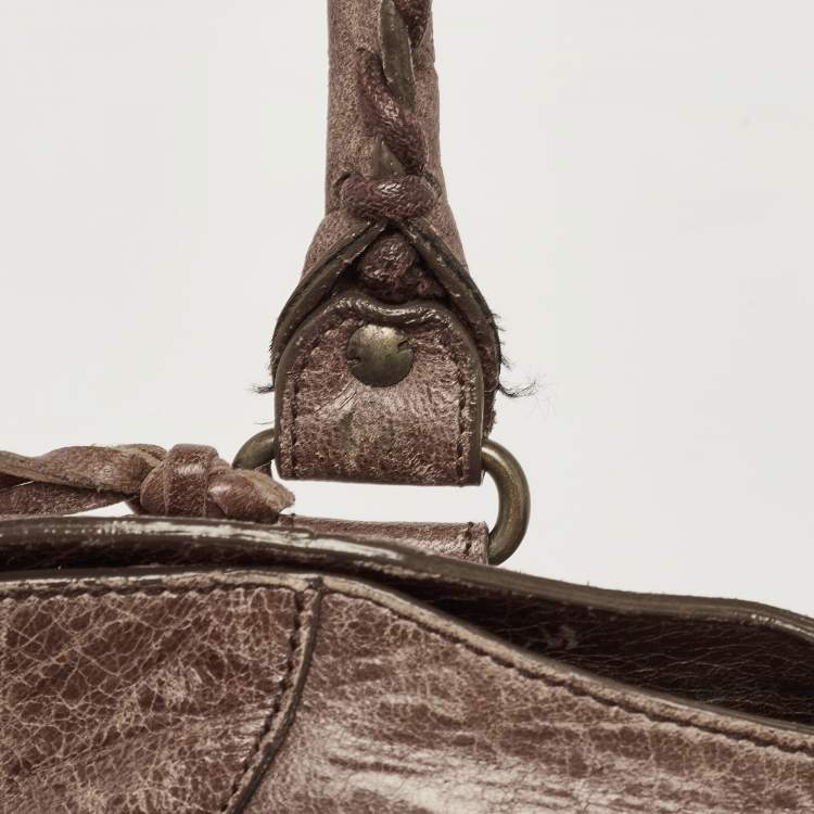 Pre Owned Balenciaga Dark Brown Leather Mid Afternoon Tote
