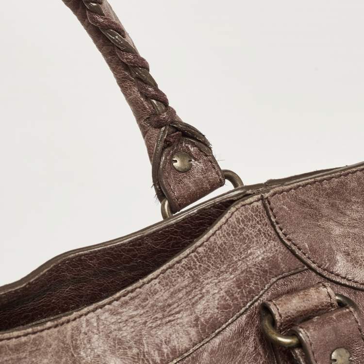 Pre Owned Balenciaga Dark Brown Leather Mid Afternoon Tote