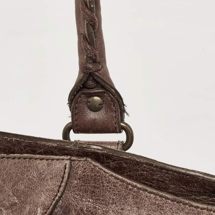 Pre Owned Balenciaga Dark Brown Leather Mid Afternoon Tote