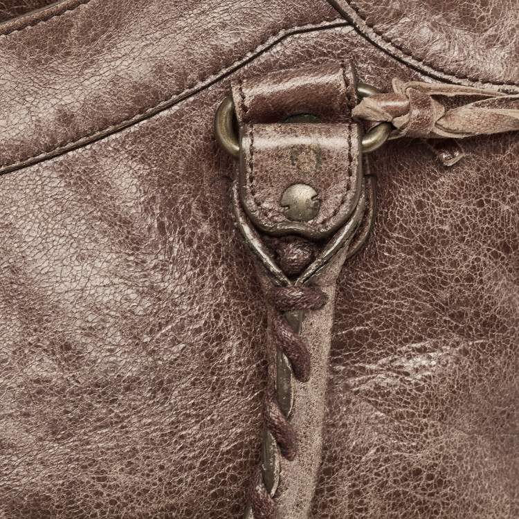 Pre Owned Balenciaga Dark Brown Leather Mid Afternoon Tote