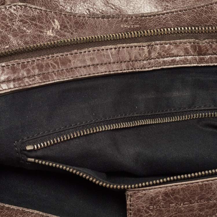Pre Owned Balenciaga Dark Brown Leather Mid Afternoon Tote