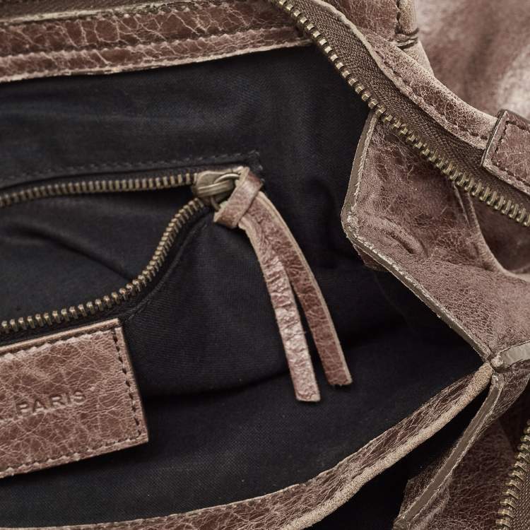 Pre Owned Balenciaga Dark Brown Leather Mid Afternoon Tote