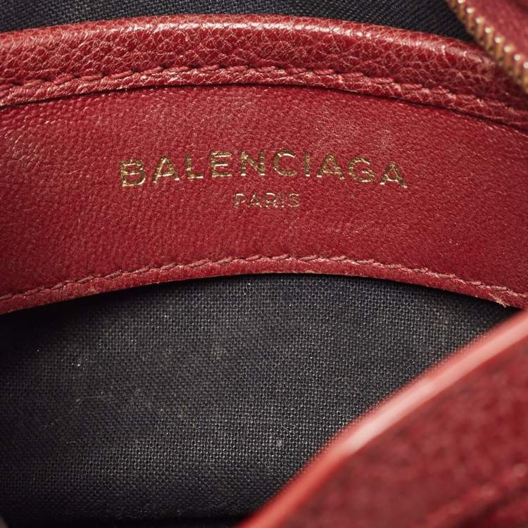 Pre Owned Balenciaga Dark Red Leather Nano Classic Metallic Edge City Crossbody Bag