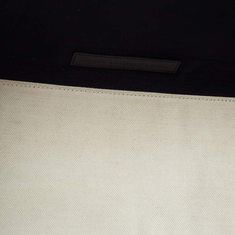 Pre Owned Balenciaga Black/Off White Canvas and Leather Small Cabas Tote